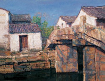 リバー ビレッジ ヌーン山水中国の風景 Oil Paintings